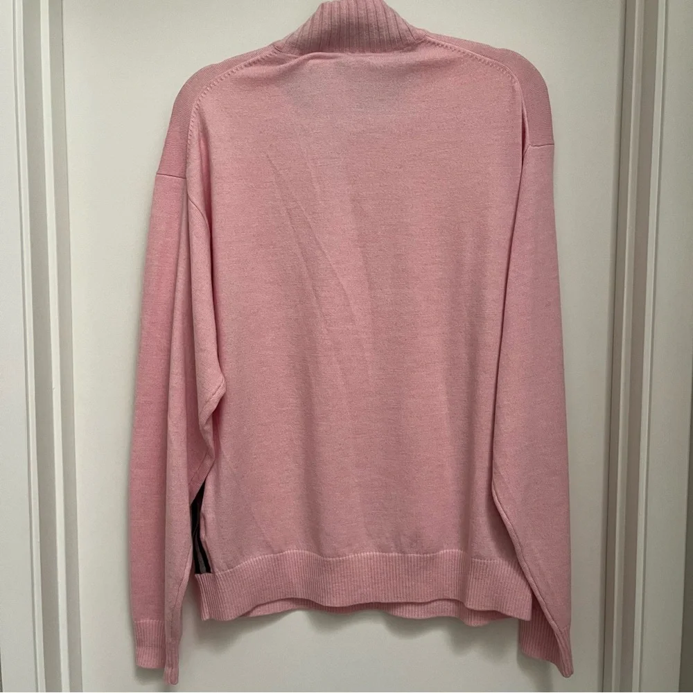 Talbott Men's Zip-Up Sweater in Soft Pink Sz L
